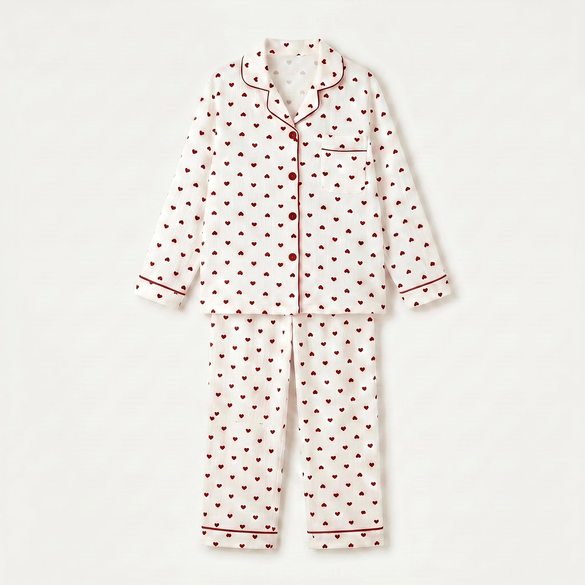 Pyjama Femme Coeurs Rouges