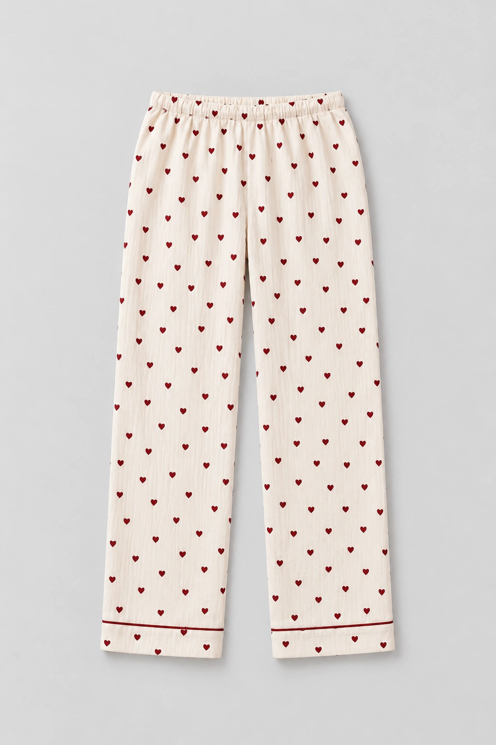 Pyjama Femme Coeurs Rouges – à plat, bas