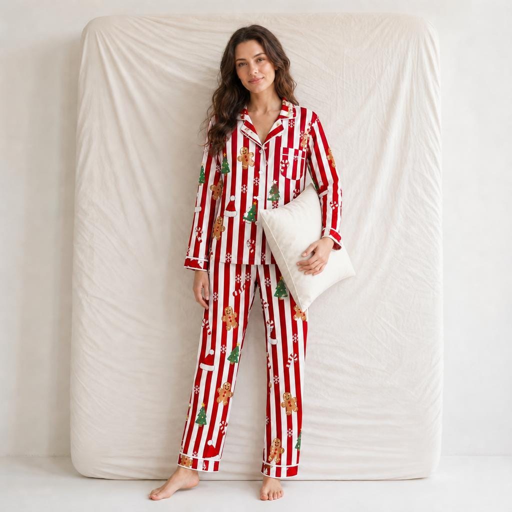 Pyjama Femme Noël Rayures