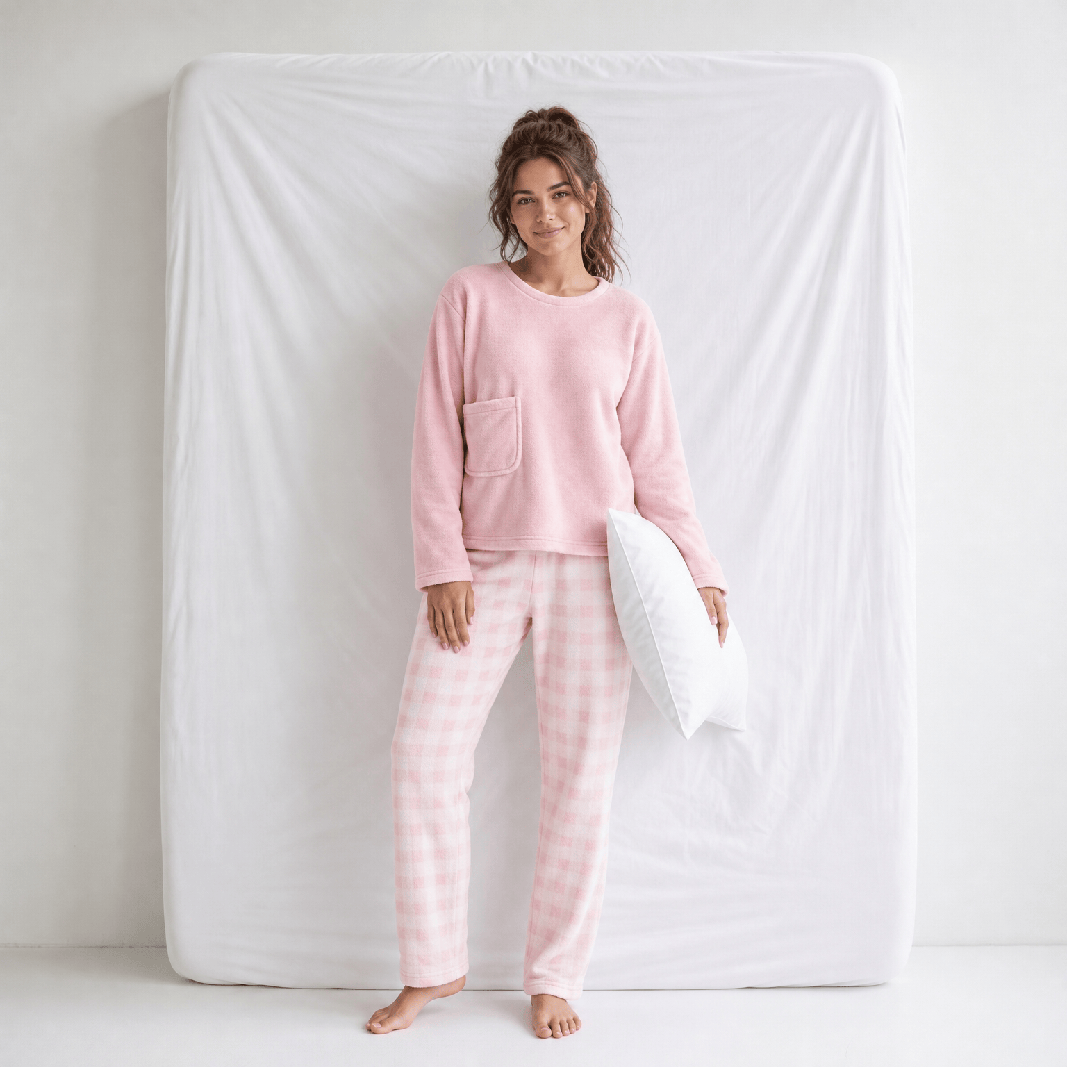 Pyjama Femme Polaire Rose