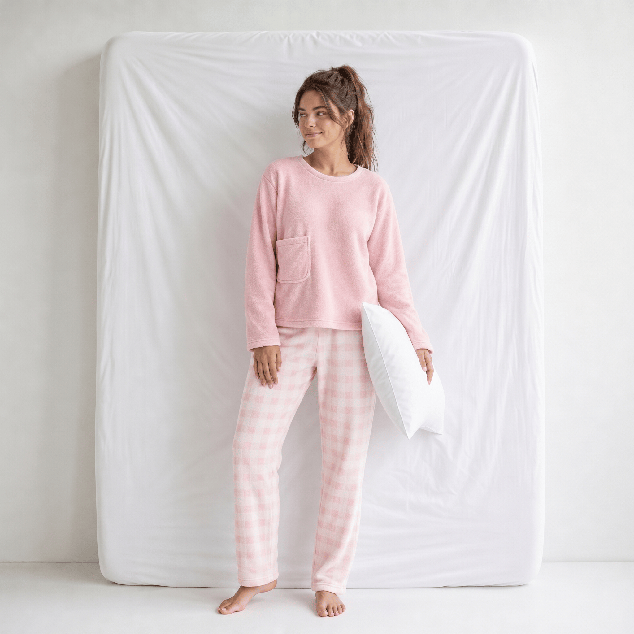 Pyjama Femme Polaire Rose