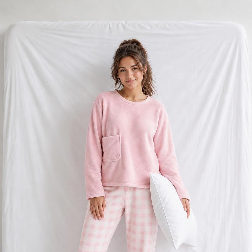 Pyjama Femme Polaire Rose