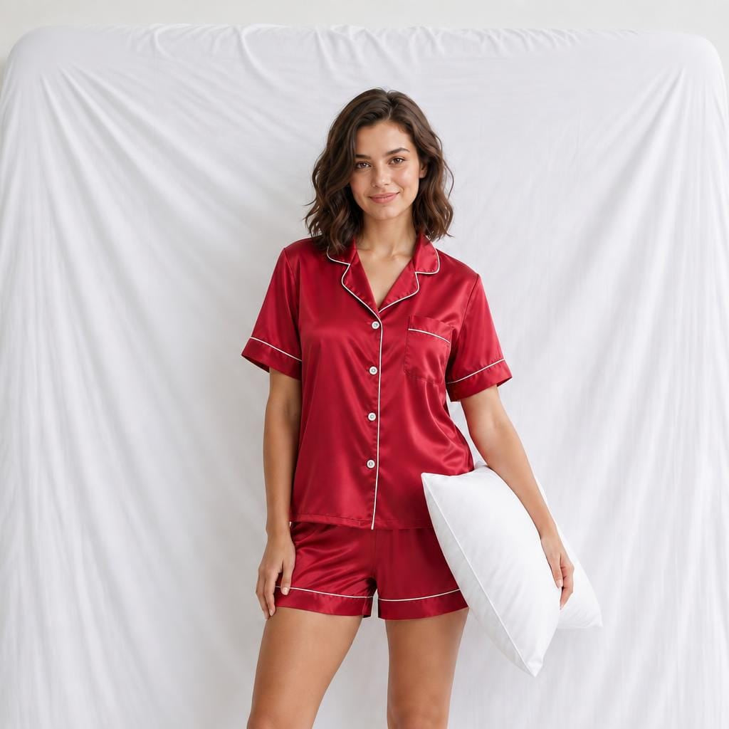 Pyjama Femme Satin Boutonné