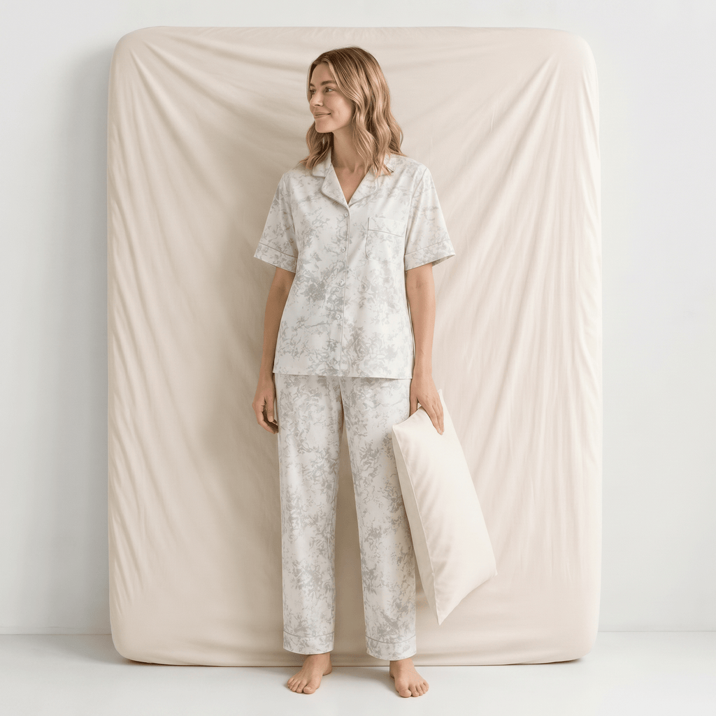 Pyjama Femme Satin Gris