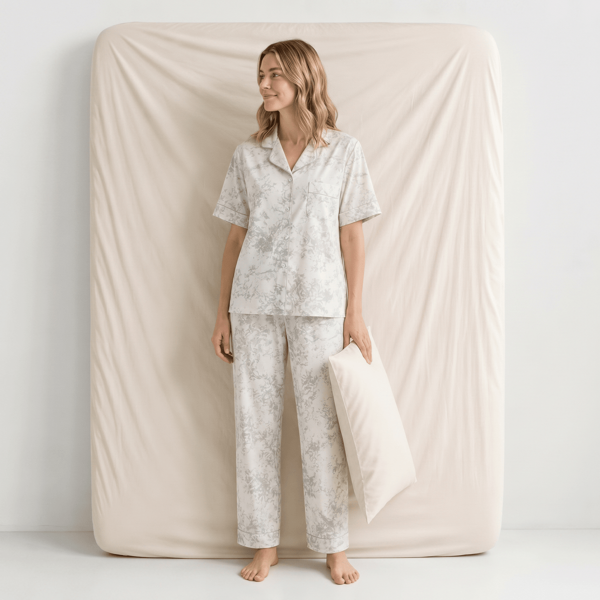 Pyjama Femme Satin Gris