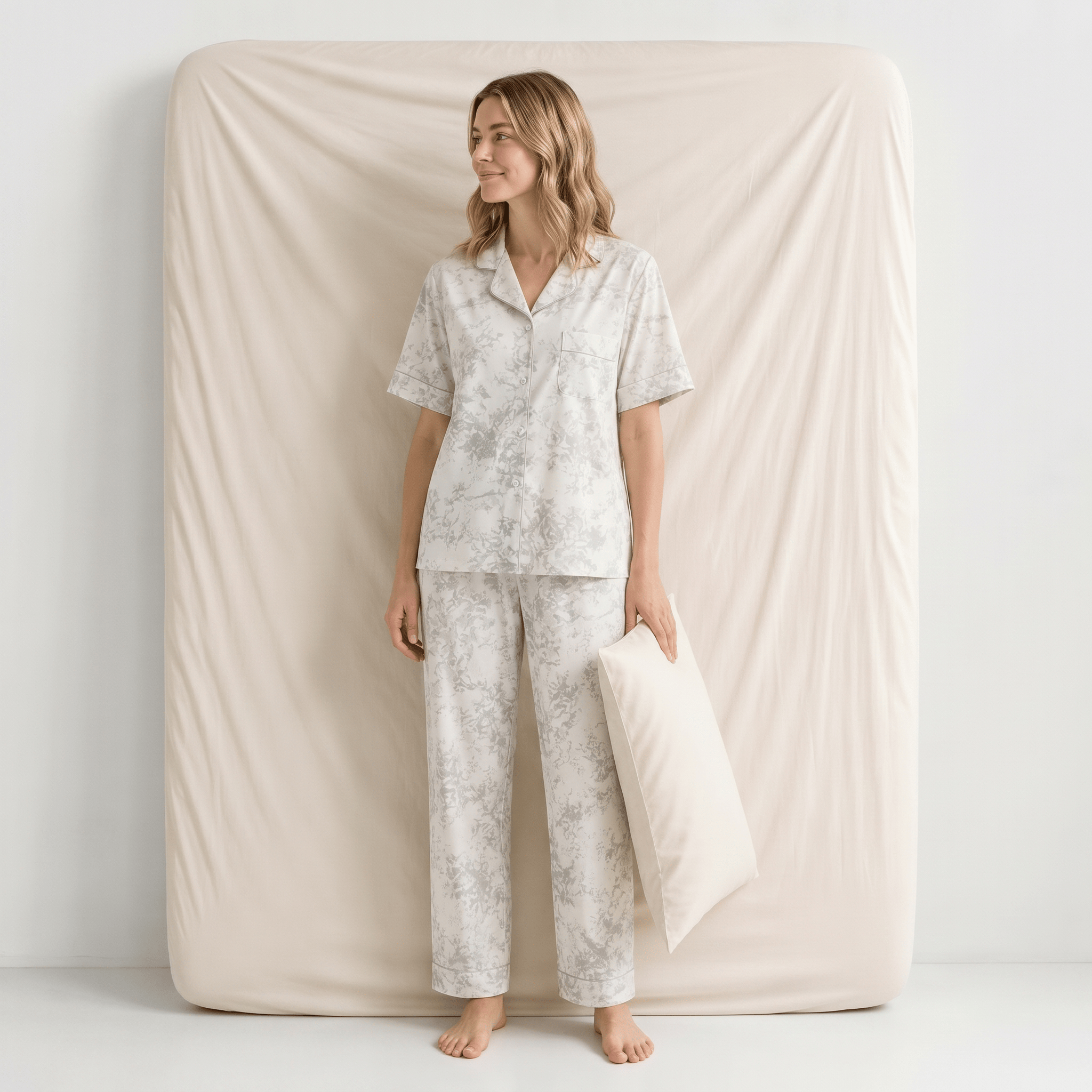 Pyjama Femme Satin Gris