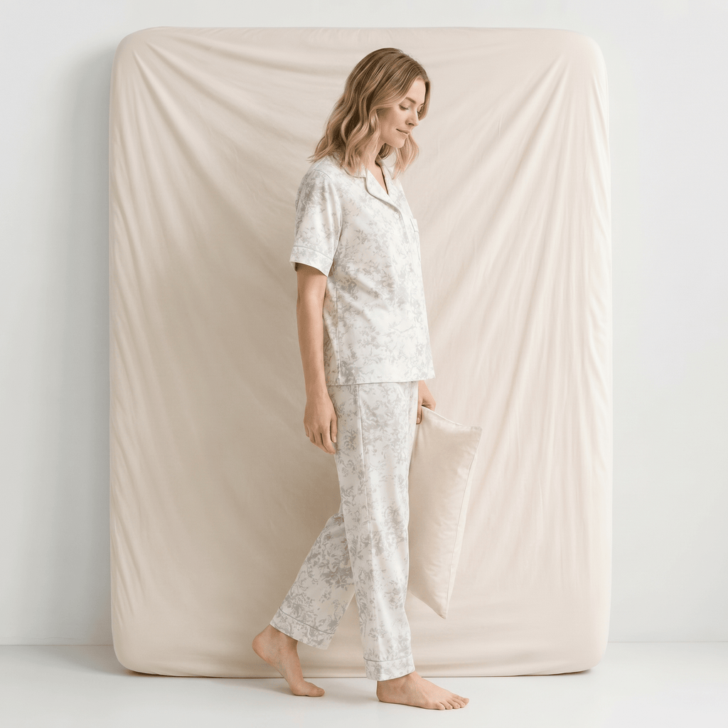 Pyjama Femme Satin Gris