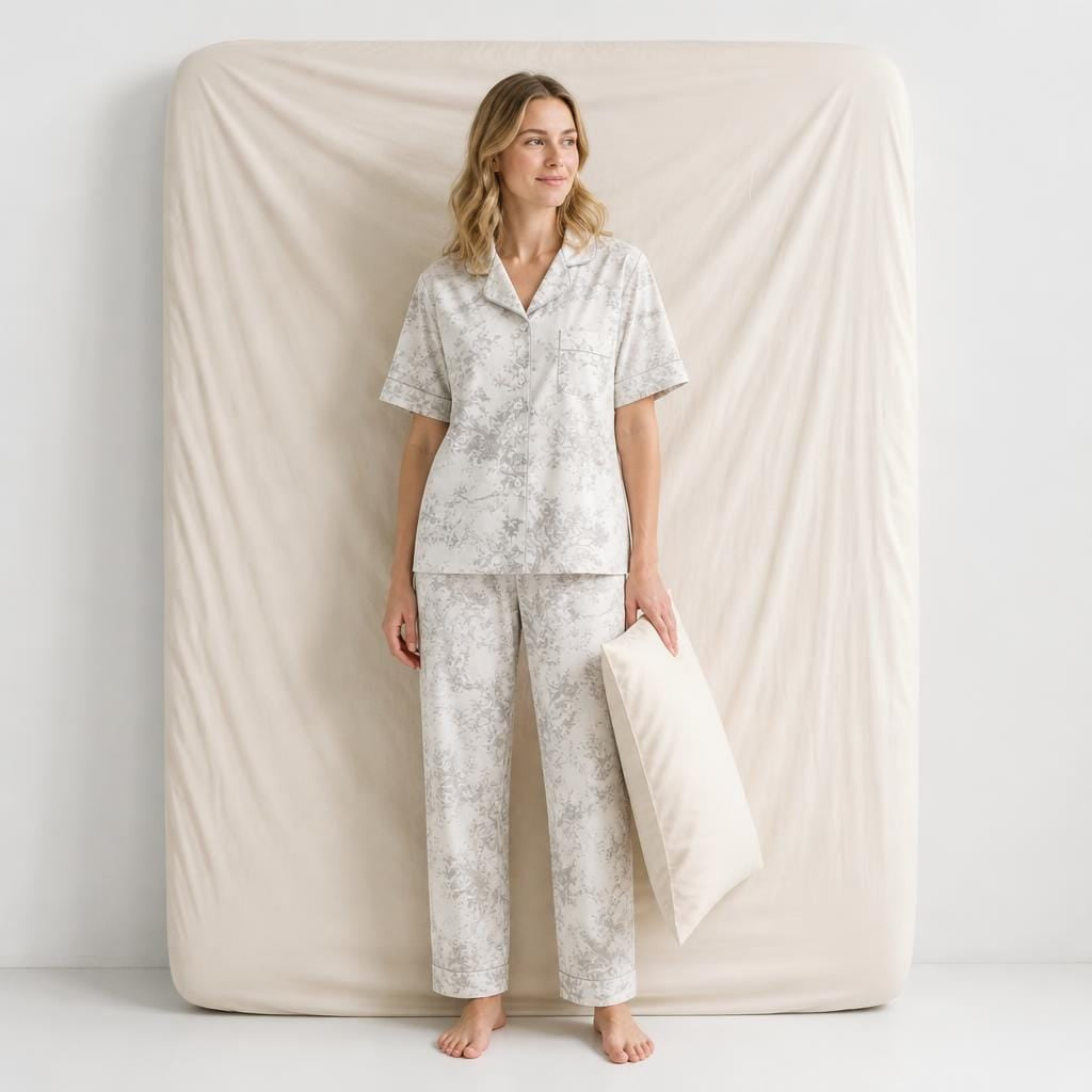 Pyjama Femme Satin Gris
