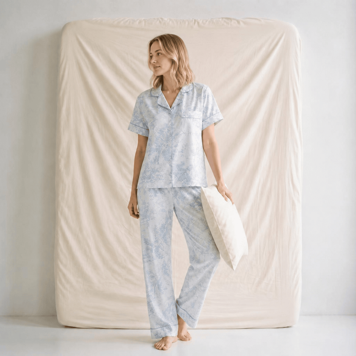 Pyjama Femme Satin Manches Courtes