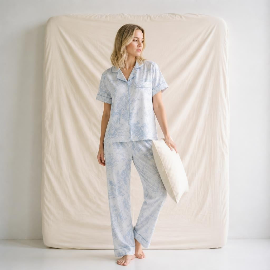 Pyjama Femme Satin Manches Courtes