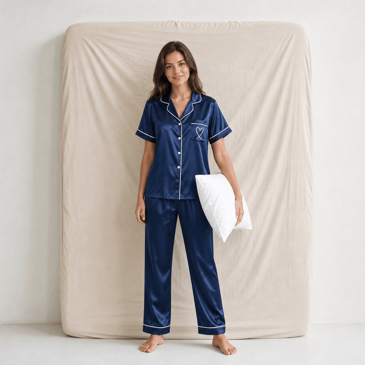 Pyjama Femme Satin Manches Courtes