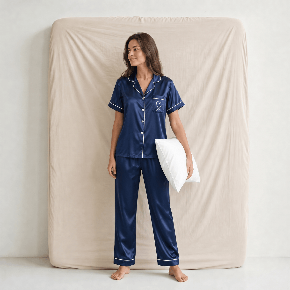 Pyjama Femme Satin Manches Courtes