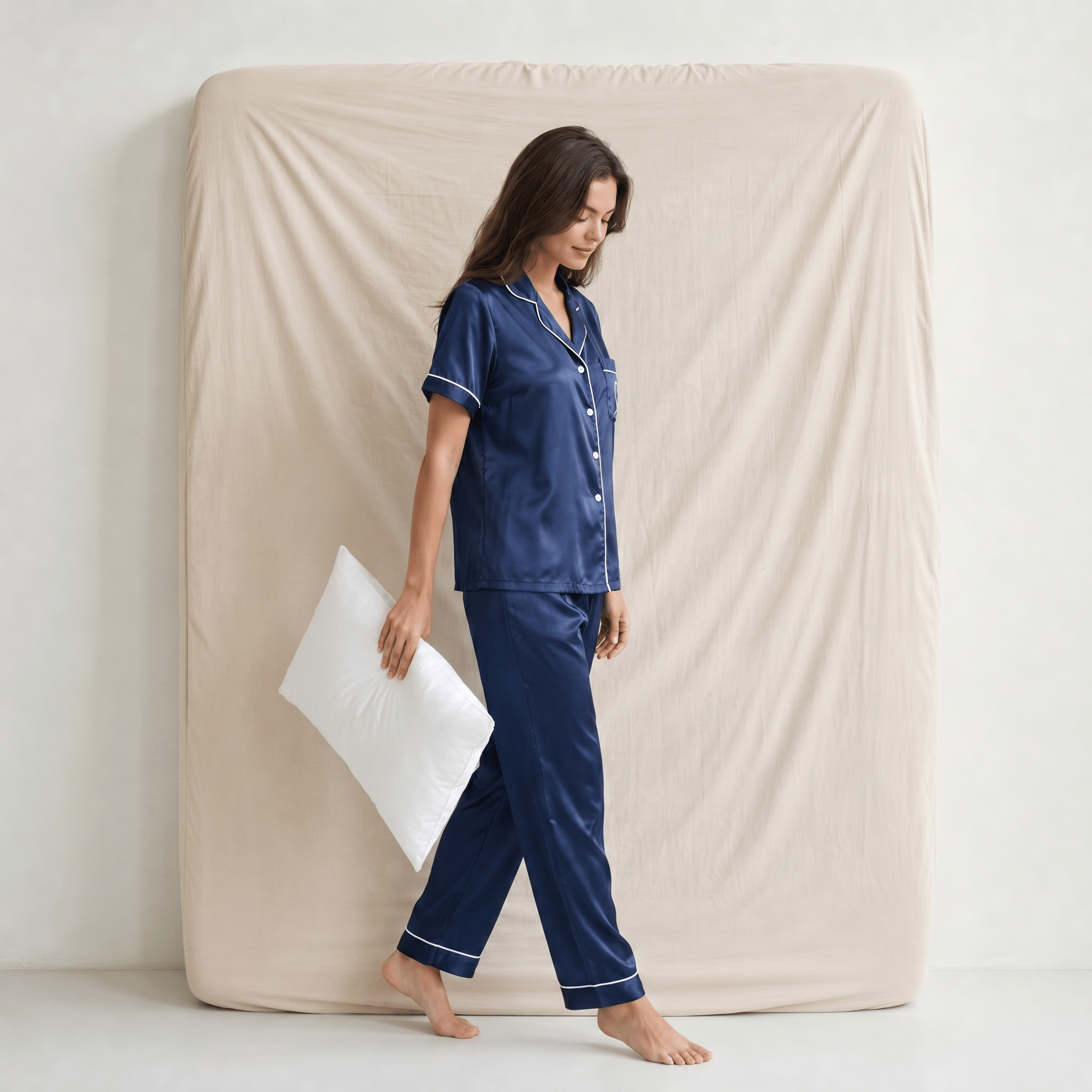 Pyjama Femme Satin Manches Courtes