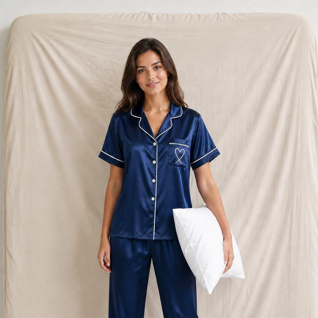 Pyjama Femme Satin Manches Courtes
