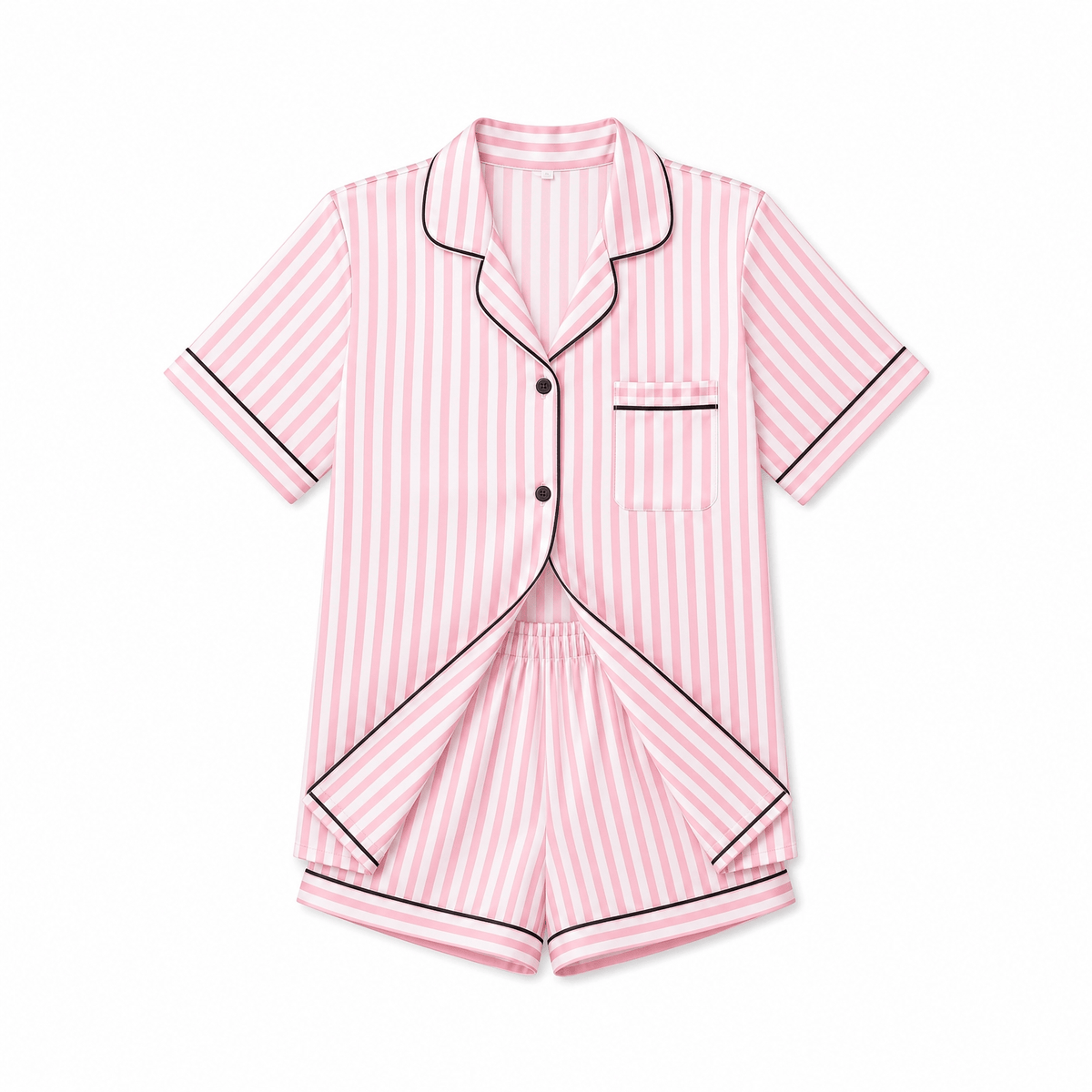 Pyjama Femme Satin Rose à Rayures