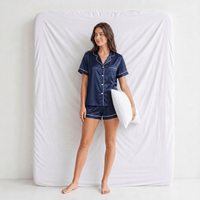 Pyjama Femme Satiné Bleu Marine