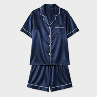 Pyjama Femme Satiné Bleu Marine