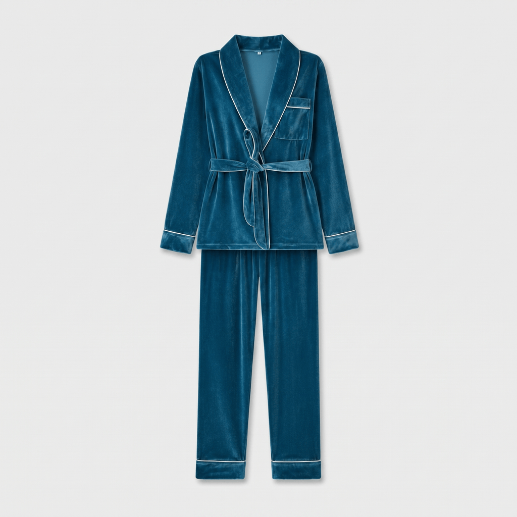 Pyjama Femme Velours Bleu Canard