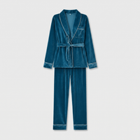 Pyjama Femme Velours Bleu Canard