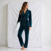 Pyjama Femme Velours Bleu Canard
