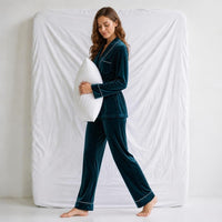Pyjama Femme Velours Bleu Canard