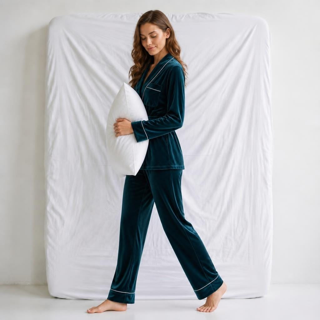 Pyjama Femme Velours Bleu Canard