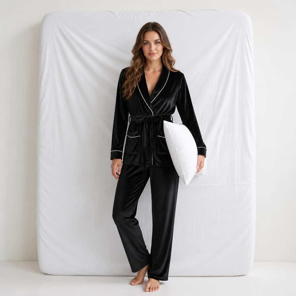Pyjama Femme Velours Noir