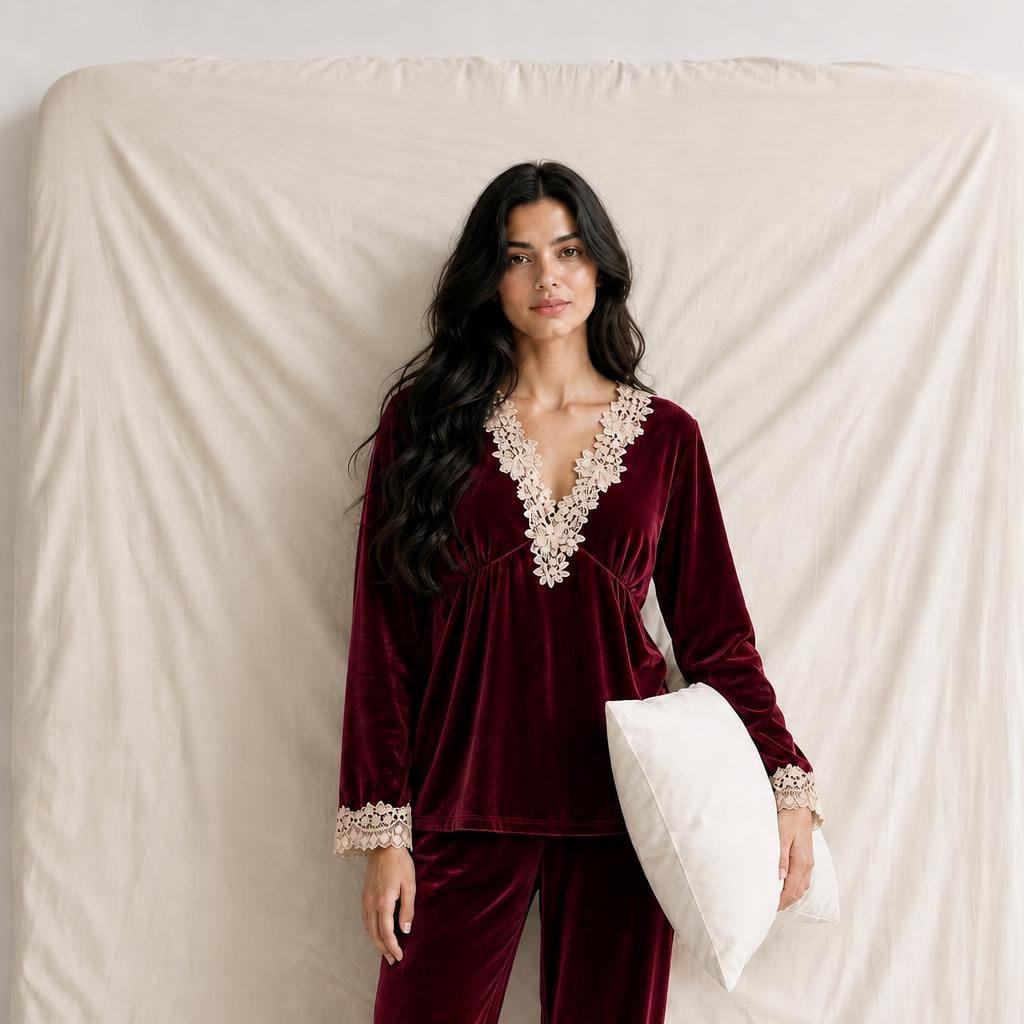 Pyjama Femme Velours Rouge