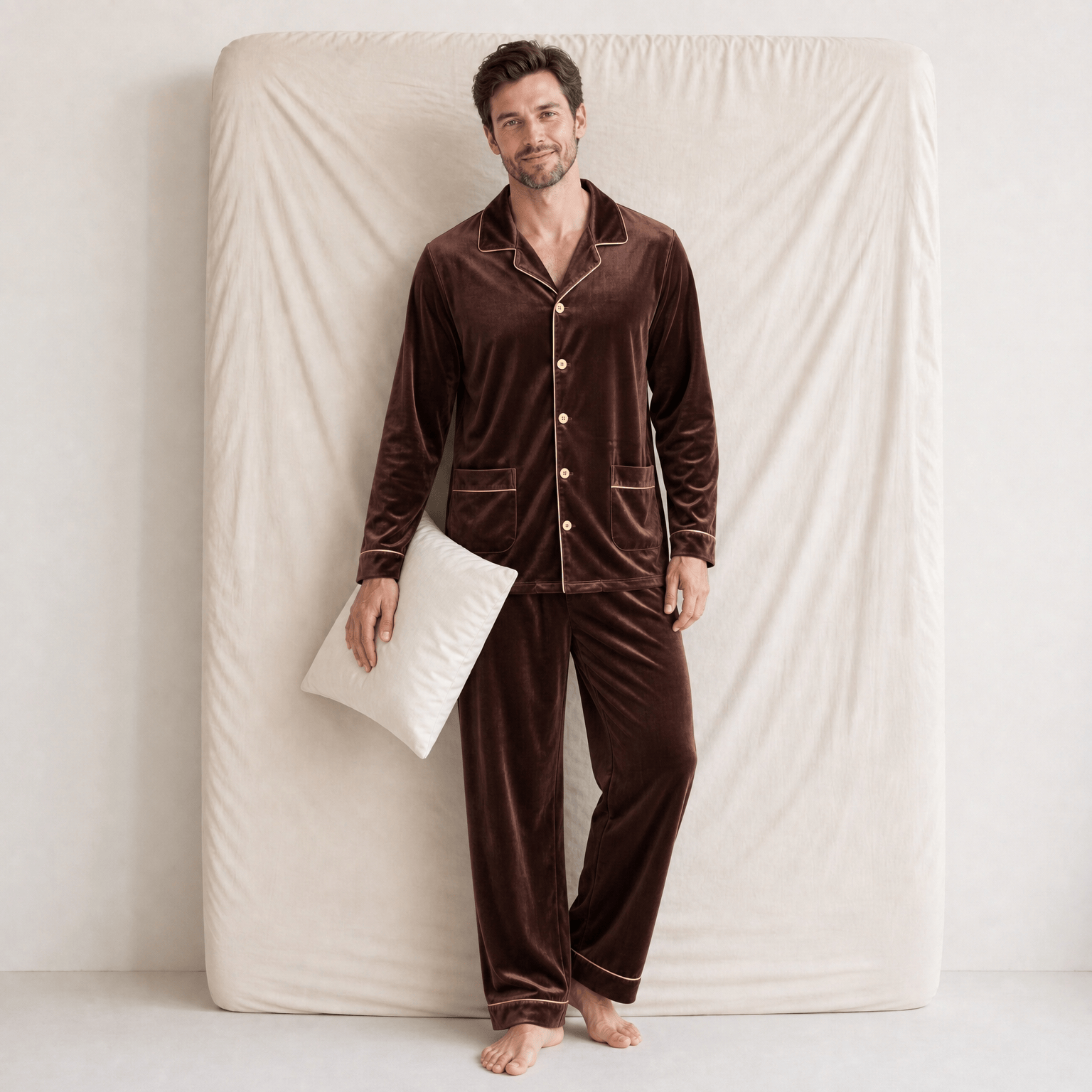 Pyjama Homme Velours Chaud Hiver