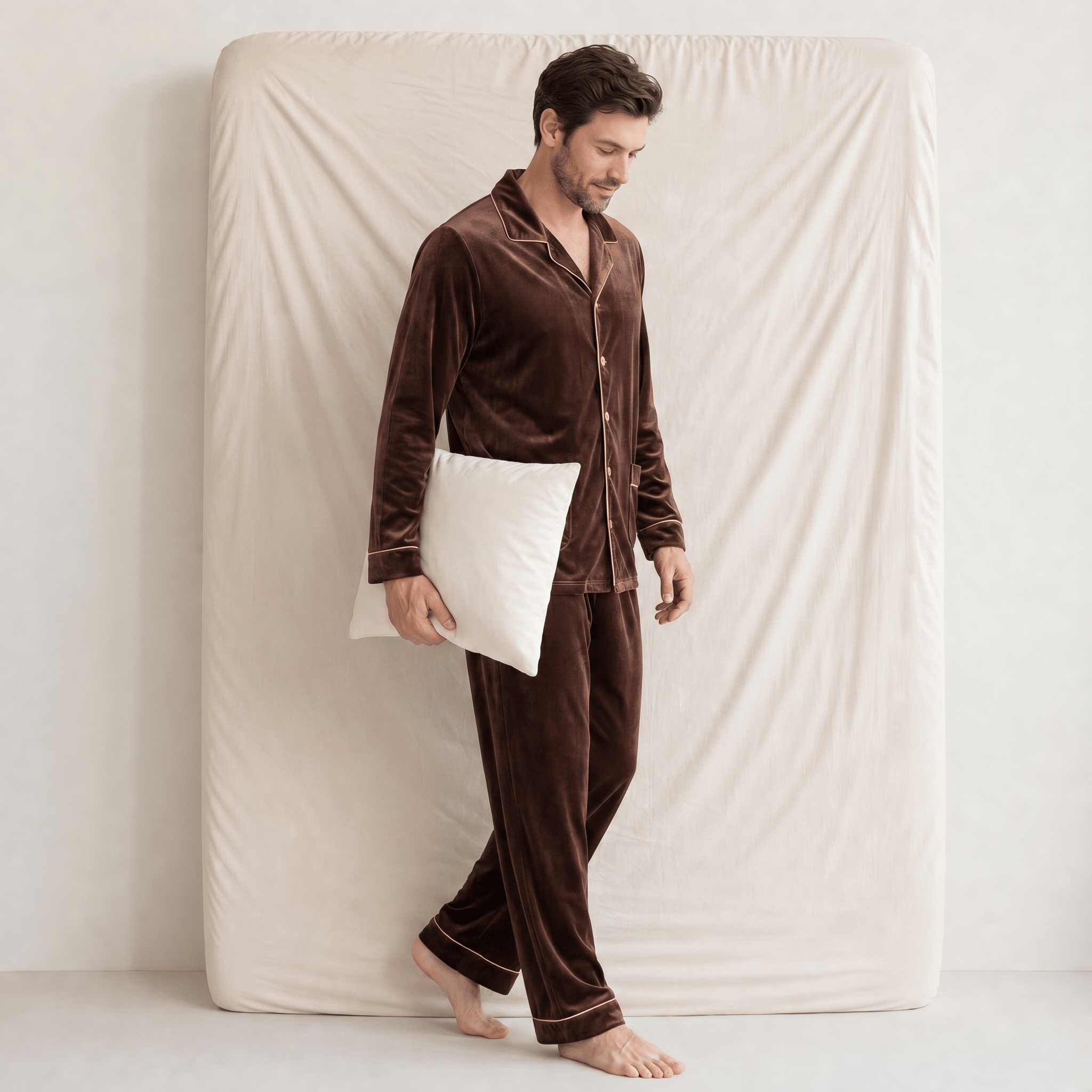 Pyjama Homme Velours Chaud Hiver