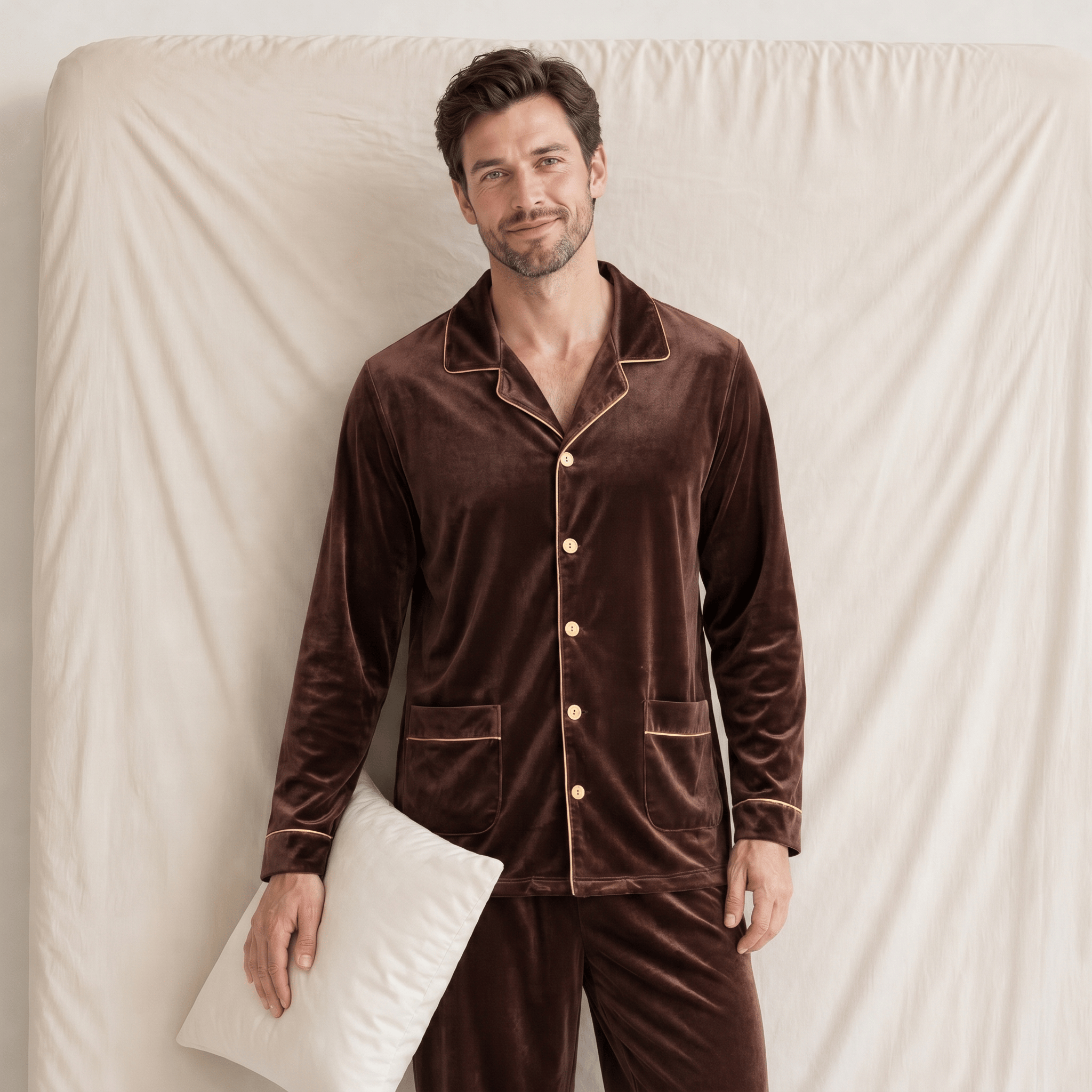 Pyjama Homme Velours Chaud Hiver