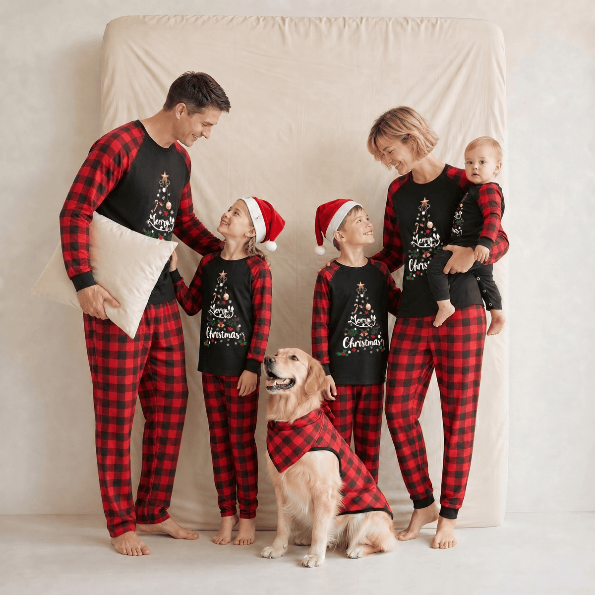 Pyjama Noël Famille et chien