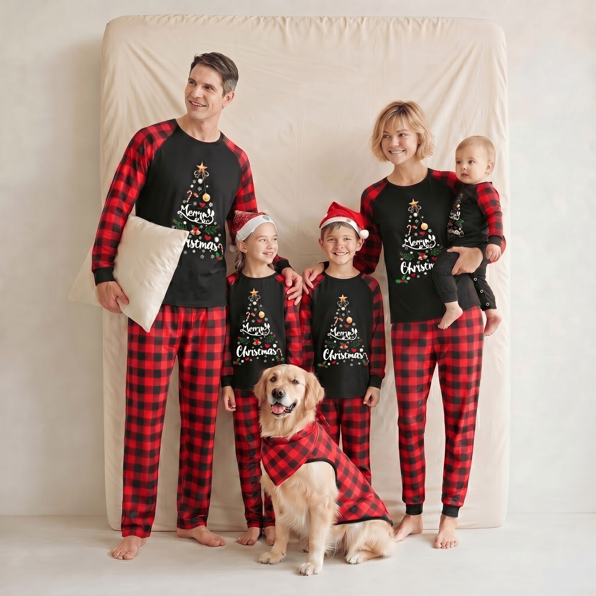 Pyjama Noël Famille et chien