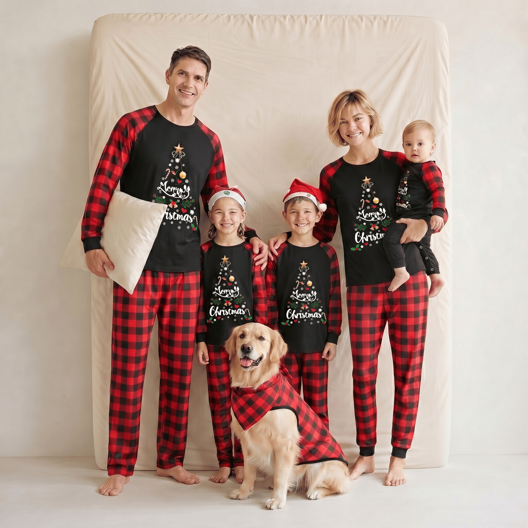 Pyjama Noël Famille et chien
