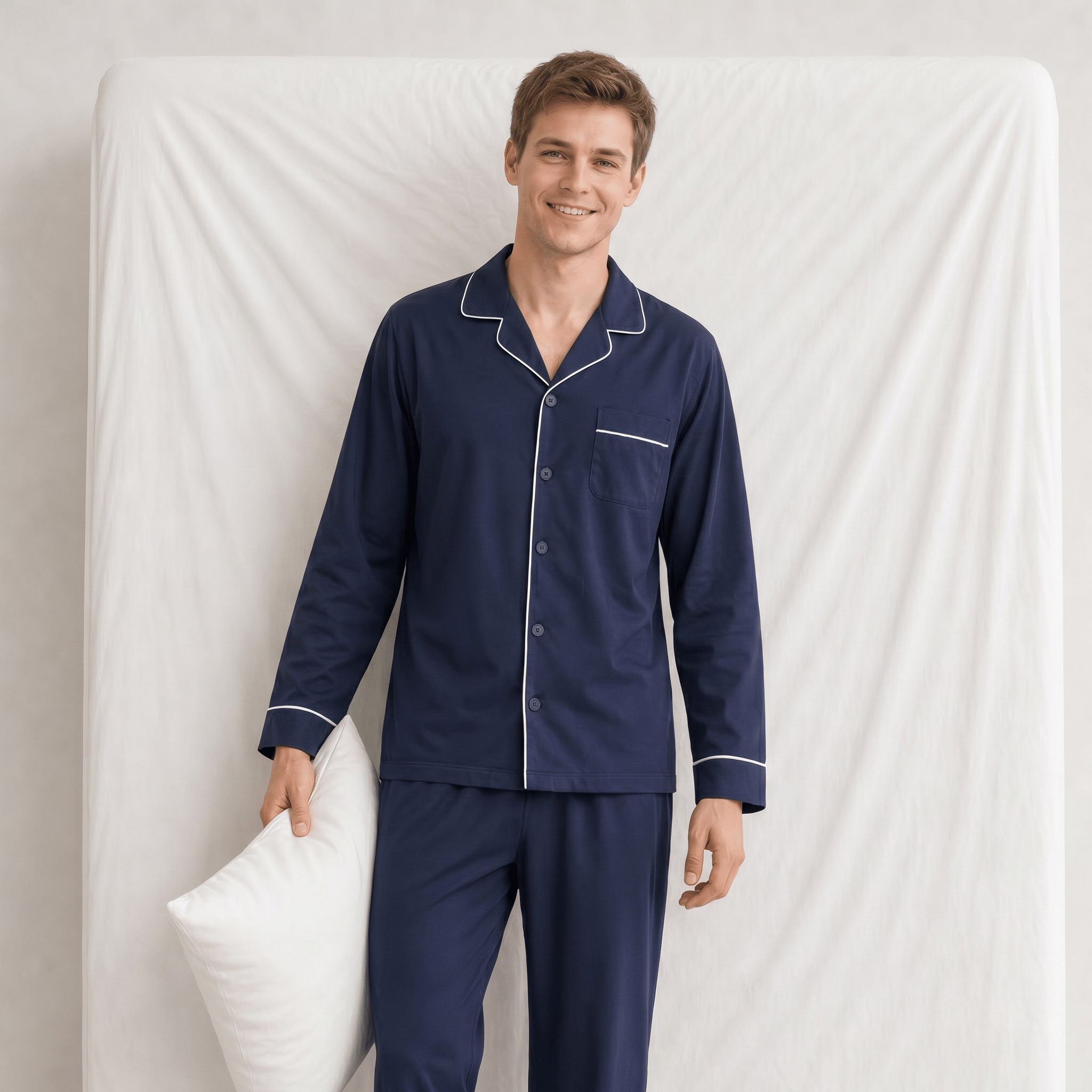 Pyjama Velours Bleu Marine Homme