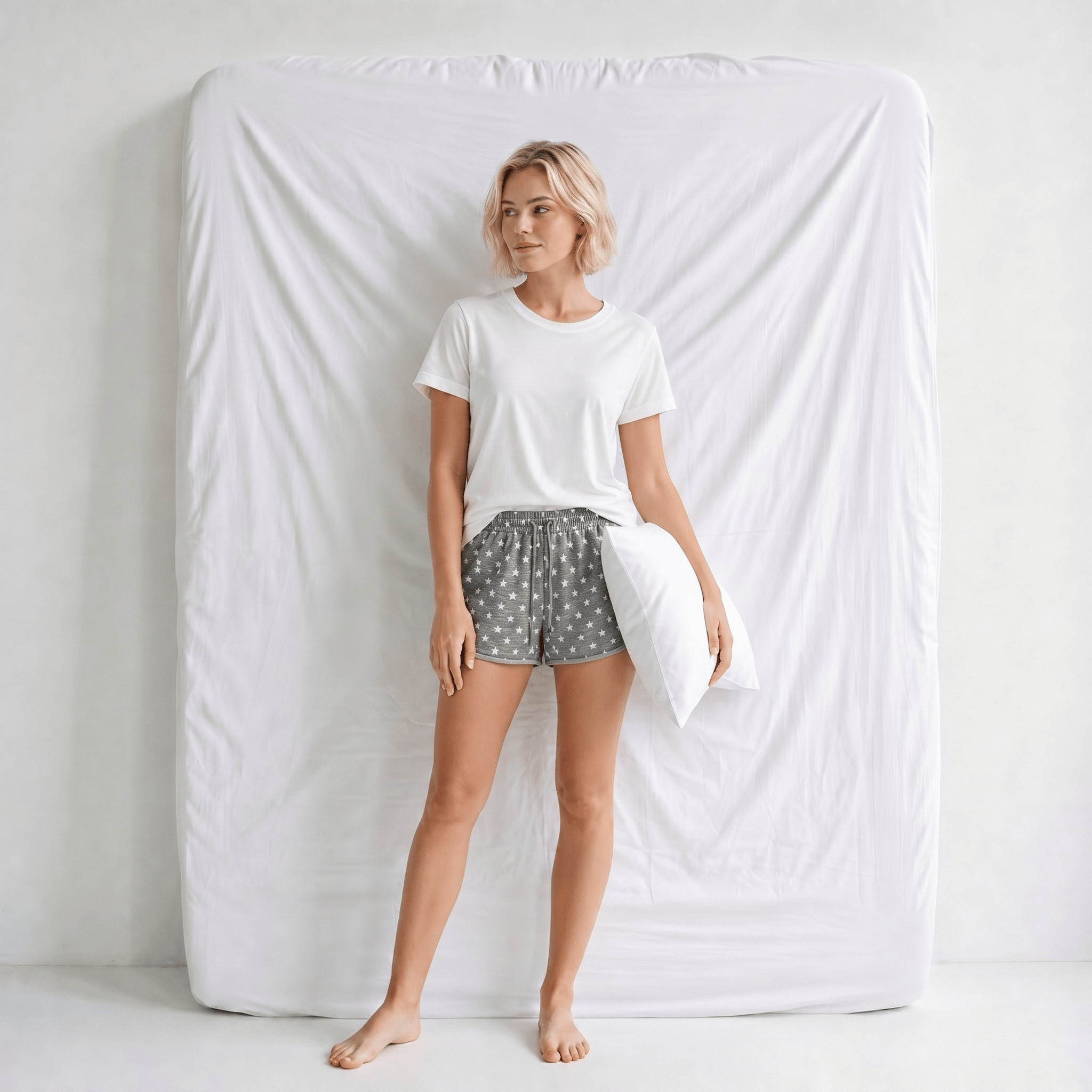 Short Pyjama Femme Gris